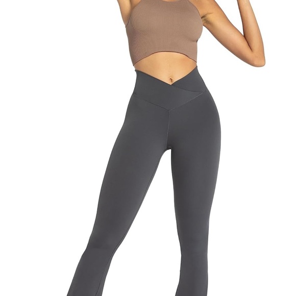 Flare Leggings, Crossover Yoga Pants with Tummy Control- W: Large - Picture 5 of 6